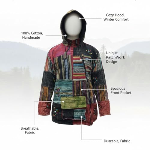 Veste à fermeture éclair et motifs croix en patchwork ethnique unique