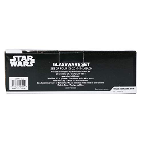 Silver Buffalo Star Wars Original Trilogy: A New Hope, Empire Strikes Back, Return Of The Jedi - 4 Pack Mini Glasses Featuring Yoda, Luke, Darth Vader, Han Solo, Chewbacca, Princess Leia, Ewok, 1.5Oz #TOP7
