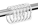 Resze 24 PCS Shower Curtain Rings, Plastic Clear Shower Curtain Hooks, C-Shaped Rings Hook Hanger Bathroom Shower Window Rod