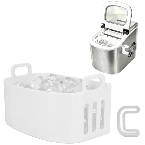 Replacement Ice Basket Compatible with Magic Chef & for Frigidaire Countertop Ice Makers - Durable Storage Bucket Direct Fit Spare Part No Assembly Required (White)