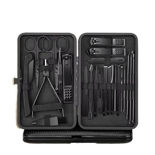 Coupe-ongles noirs ensemble de 24 pièces avec couteau pédicure en acier inoxydable