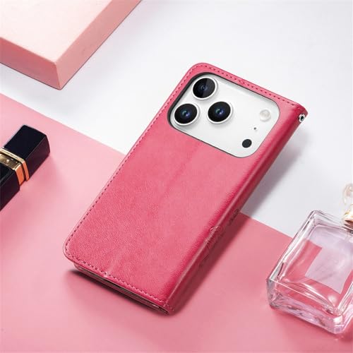 Étui iPhone 17 Pro Max rose en cuir gaufré de haute précision