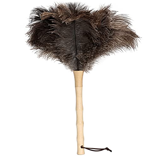 Image of Ostrich Feather Duster 16 inch Feather Duster Fluffy Natural Genuine Ostrich Feathers with Wooden Handle and Eco-Friendly Reusable Handheld Ostrich Feather Duster for Cleaning Supplies