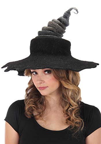 elope Black and Gray Costume Hand Felted Wool Witch Hat - One Size - Gray