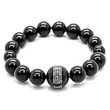 石輝 般若心経 オニキス 数珠 天然石 14mm ブレスレット [b624]