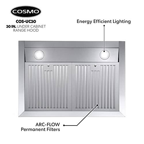Cosmo UC30 30 inch Under Range Hood Ductless Convertible Duct