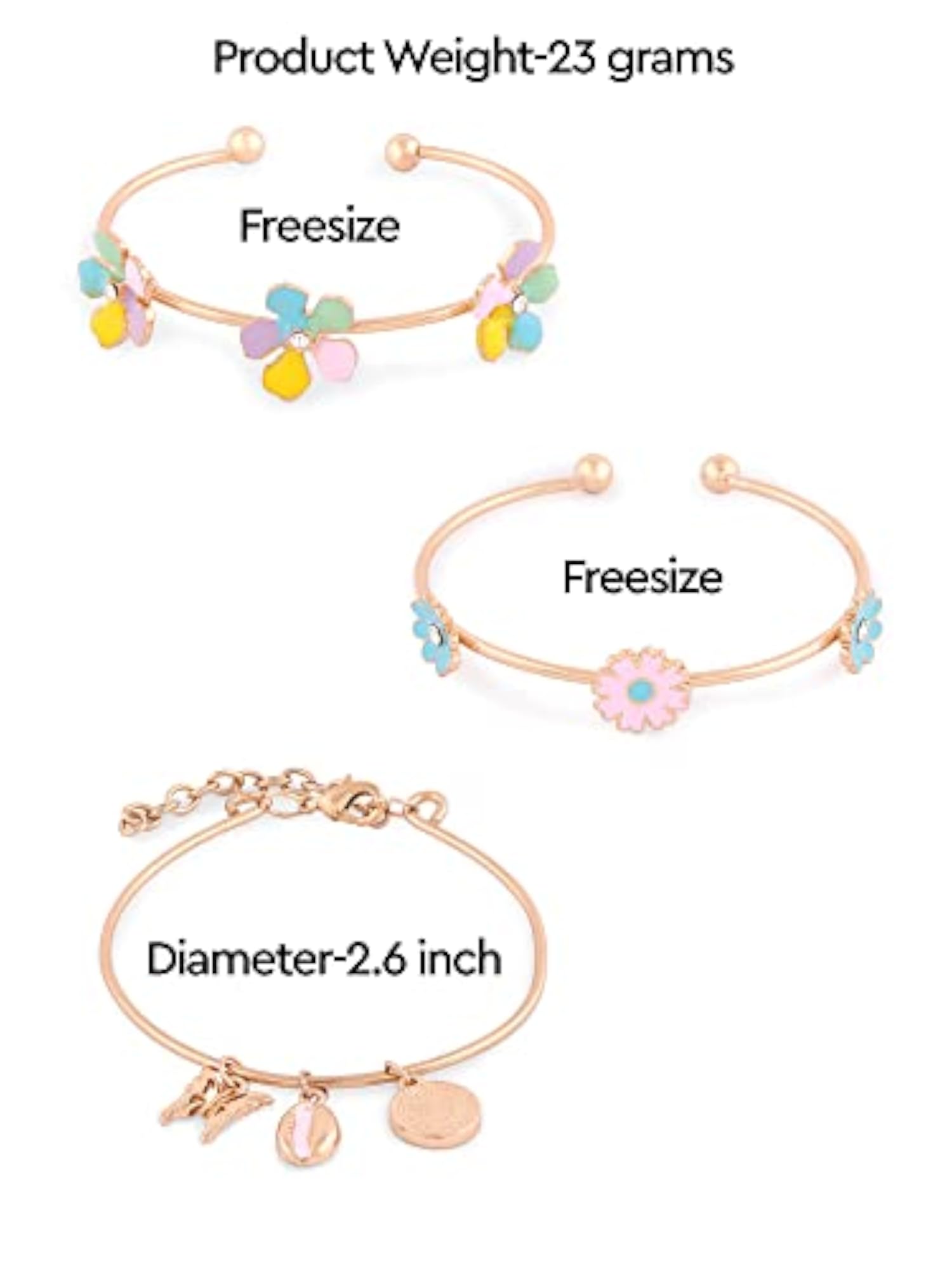 Set of 3 Floral Stack Bracelets, Pastel Colors