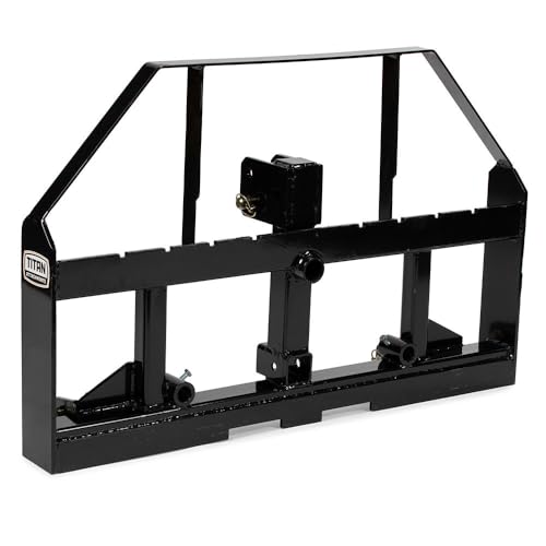 Titan Attachments Standard Series 3 Point Pallet Fork Frame Fits Cat I & II Tractors, Titan Quick Hitch Compatible, Rated 4,000 LB, Fits Class 2 Pallet Fork Blades, Conus 1 Hay Spear & Stabilizers
