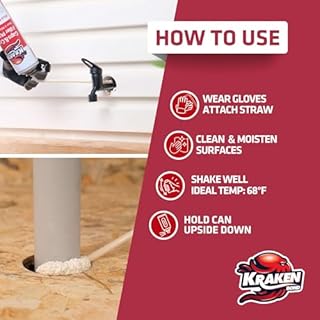 Kraken Bond Gaps & Cracks Expanding Foam Sealant - (2x12oz) High Expansion Polyurethane Spray Foam for Window & Door, Straw Use Waterproof High Yield Gap Filler - 2 Pack