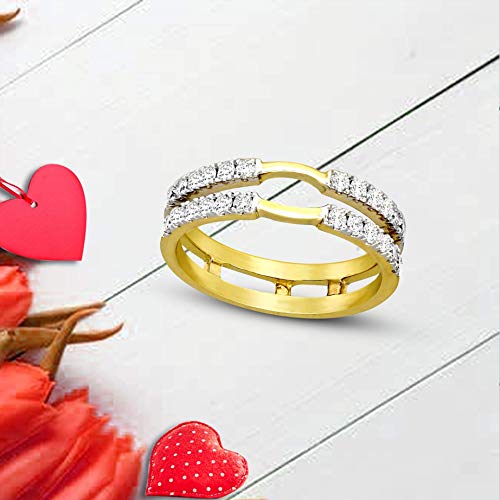 3/8 Carat | 10K White Gold | Lab Grown Diamond Guard Ring Prong Setting | Brilliant-Cut Round Shape Diamond | Gh-Si1-Si2 Quality Friendly Diamonds #TOP1