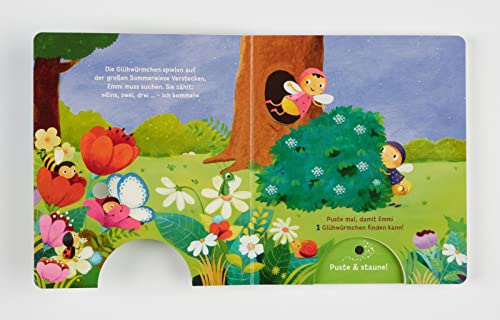 Mein Puste-Licht-Buch: Glühwürmchen, blink doch mal!: Zähl-Buch mit Puste-Licht und LED-Lämpchen, Mitmachbuch für Kinder ab 18 Monaten