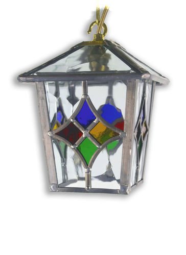 Lynmouth Multi Coloured Stained Glass Hanging Outdoor Porch Lantern - View #10