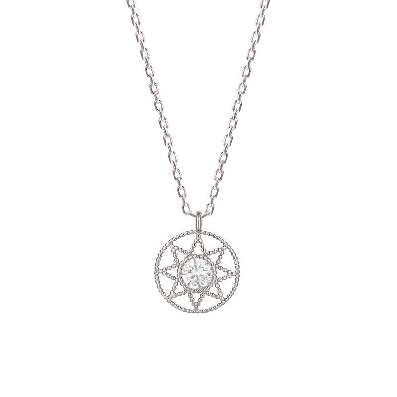 Colliers pour femmes soleil tournesol argent et diamant simulé prestige