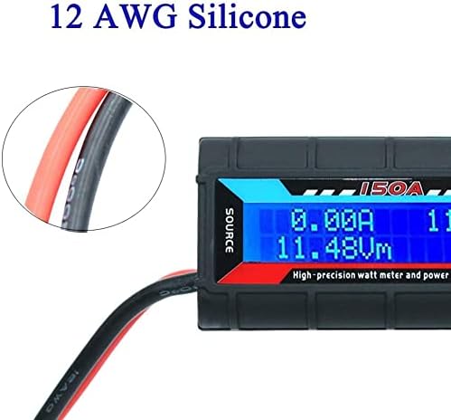 ARCELI 150A Watt Meter Power Analyzer High Precision RC with Digital LCD Screen for voltage (V) current (A) Power (W) Charge(Ah) and Energy (Wh) Measurement