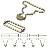 6 Sets 1-1/2' Overall Buckles Replacement, Suspender Buckle Metal Bib Clip Clasp with Adjustable Tri-Glide Slide Buckle for Jeans Suspender, Pants Sewing Accessories (Bronze No-Sew Button)