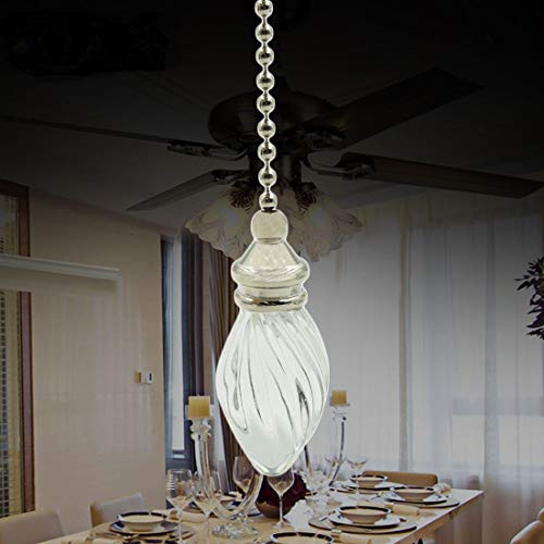 Image of 4Pcs 405mm /16 Length Decorative Ceiling Fan Pull Chains Ornament Crystal Pullchain Gorgeous Hanging Pendants Clear Flame Glass Brushed Nickel Finish Pull Chains
