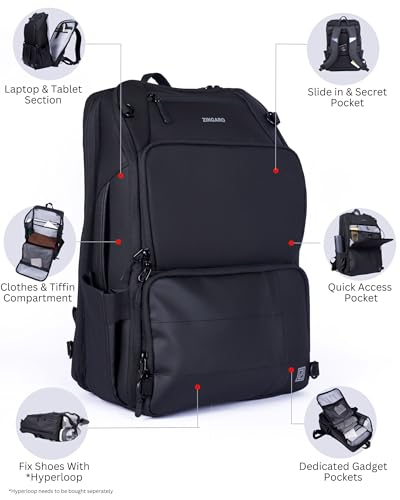 Image of Zingaro 3 Compartments Adaptpro 30L Waterproof 16 Inch Laptop Backpacks For Men Women,Laptop Bags For Men Women,black