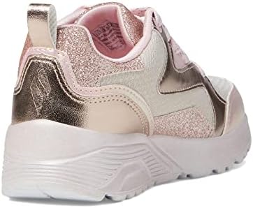 Skechers Kids Girls Street Uno Lite-Metallic Steps Sneaker, Rose Gold, 2.5 Little Kid | Image 4