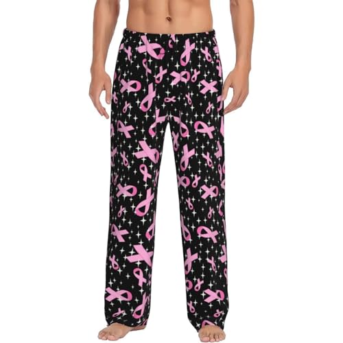 Breast Cancer Awareness (2) Mens Pajama Pants Comfy Lounge Pj Pants Casual Pajama Bottoms