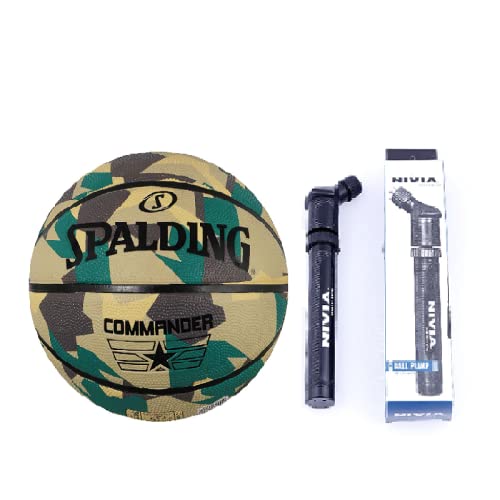 Spalding Commander Poly Basketball Outdoor Size 7 Mens Adult with Air Pump Match Quality Outdoor Basketball Size 7 Army Print Rubber Strong Core Water Resistant (B09FZ6M6B4) Amazon Price History, Amazon Price Tracker