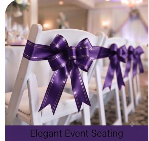 Image of Prokart - Pull Bow Gift Ribbon for Gift Wrapping, Large Decorative Pull Bows for Presents, Hampers, Flower Bouquets, Wedding, Birthday, Christmas & Party Decorations (12MM, Purple, Pack of 50PC)