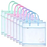 Adboros 8 Pcs Sew Project Bags 16 x 16 Inch Quilting Craft Organizer Storage Bags Jumbo Needlepoint Project Bag Clear Mesh Design Art Supply Bag with Handle for Quilter Crafter Art Supply(Macaron)