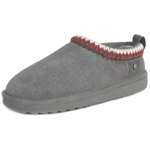 Image of Women's Genuine Shearling Slippers Suede Warm Indoor Outdoor Shoes Rubber Sole