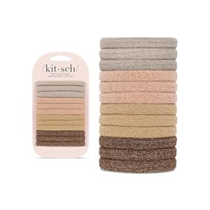 Kitsch Elastic Hair Ties for Women – Thick Hair Ties No Damage, Rubber Bands for Hair, Hair Bands for Women’s Hair & Ponytail Holders, Hair Elastics, Small Hair Ties for Thick Hair (12pcs, Neutral)