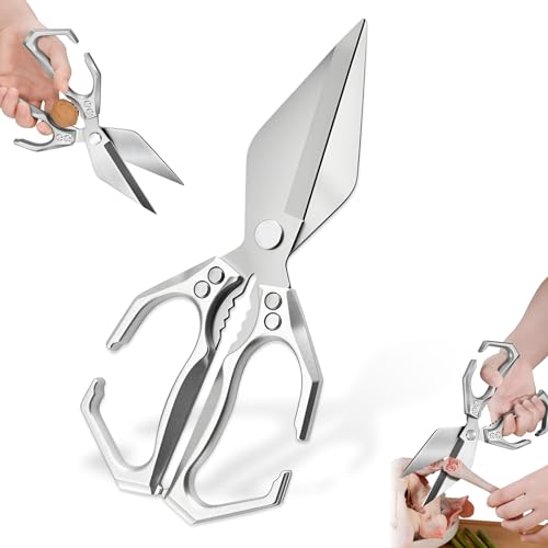 LXIJESR silver kitchen shears with curved aluminum handles — the entry-tier pick