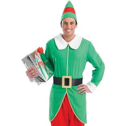 Fun Shack Weihnachts-Elf Kostüm für Herren – Elfenkostüm Männer für Weihnachten, Karneval & Fasching, Elfenoutfit Weihnachtsmann Helfer – Größe L