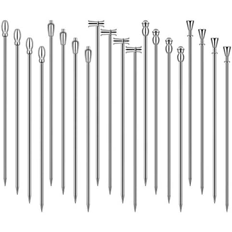 Cocktail Picks Stick 20Pcs Toothpicks Stainless Steel Reusable Martini Olive for Bar Barbecue Fruit Bloody Mary Drink Cover