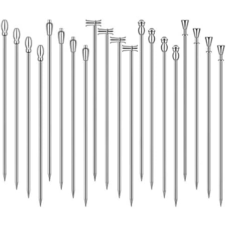 Cocktail Picks Stick, 20Pcs Cocktail Toothpicks, Stainless Steel Martini Olive Picks for Bar Barbecue Fruit, Bloody Mary Drink Sticks