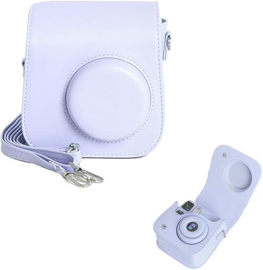 Custodia Protettiva CAIYOULE Per Fotocamera Fujifilm Instax Mini 7+/7s/7c – In Pelle PU Bianca Con Tracolla Regolabile E Copertura Frontale Staccabile