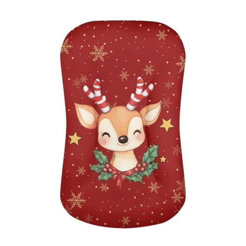 Image of ZOUTAIRONG Christmas Elk Stars Bassinet Sheets Stretchy Soft for Oval Hourglass Rectangular Bassinet Mattress Pad Stylish Mattress for Baby Bassinet Mini Crib Sheets