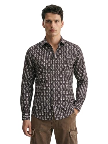 Chemise à manches longues ajustée marron pour valoriser la carrure XL