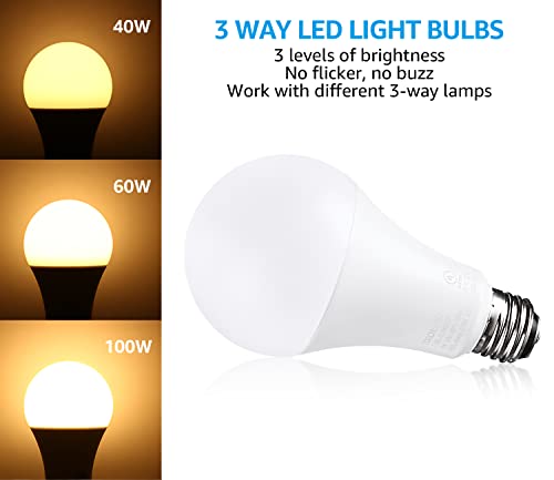 Torchstar 3-Way Led Bulb A21, 3 Way Led Light Bulbs 40/60/100W Equivalent, Ul & Es Listed, Flicker Free Bulb For Floor, Table, Touch Lamp, E26 Standard Base, Non-Dimmable, 2700K Soft White, Pack Of 2 #TOP3