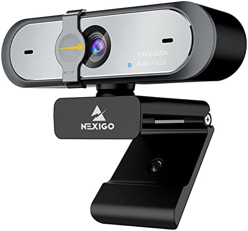 NexiGo N660P 60FPS 1080P Webcam with Software Control, Dual Microphone & Cover, AutoFocus, HD USB Computer Web Camera, for OBS Gaming Zoom Skype FaceTime Teams