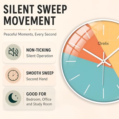 Image of Stylish Modern Wall Clock for Living Room Decor | Unique Analog Wall Watch for Bedroom, Kitchen, Office, Hall | Elegant Decorative Wall Clock for Home Interior, Wall Decoration (Teal Modern)
