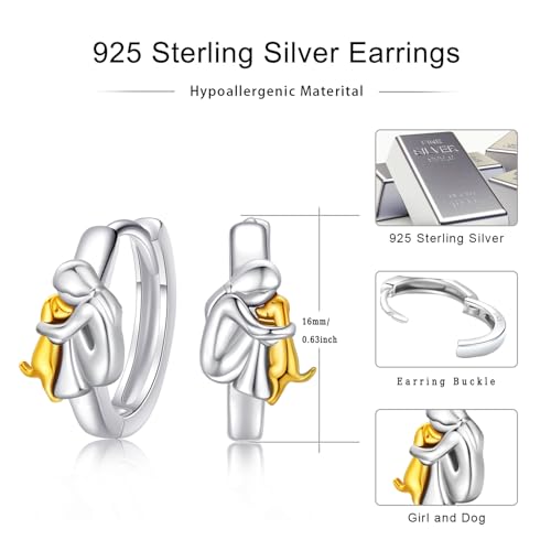 Image of 925 Sterling Silver Dog Earrings Cute Animal Puppy Stud Earrings Dog Jewelry Gifts for Women Girls Pet Lover Hypoallergenic Earrings for Sensitive Ears