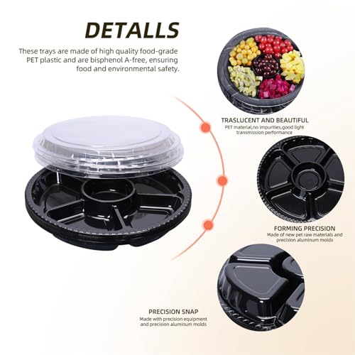Ruizhihu DAIGAITUOPAN 10 Pcs Plastic Appetizer Serving Tray With Lid Round 12.5 Inch Tray With Lid Disposable Serving Fruit Veggie Tray thumb #2