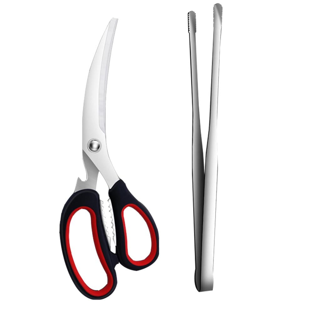 UPKOCH Lot de 2 Ciseaux coréens pour Barbecue et Pince à Barbecue en Acier Inoxydable, Design Ergonomique, antidérapant, idéal pour Le et la Cuisine
