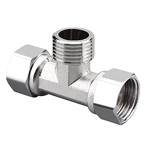 Beduan Stainless Steel 1/2"G 3 Way Diverter, 2 Ends Movable Cap Flexible Tee Connector for Angled Valve, Bidet, Sprayer, Shower Arm(Thread ID/OD is