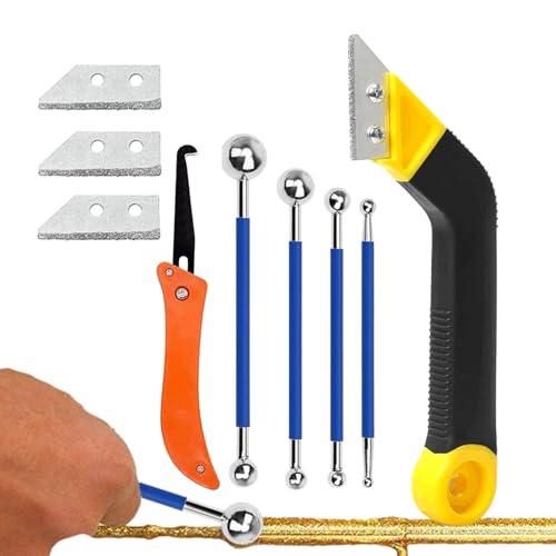 Herramienta de eliminación de lechada - Kit de reparación de calafateo | Herramienta de eliminación de sierra de | Rascador de juntas de azulejos con cortador de reemplazo para baño, ducha