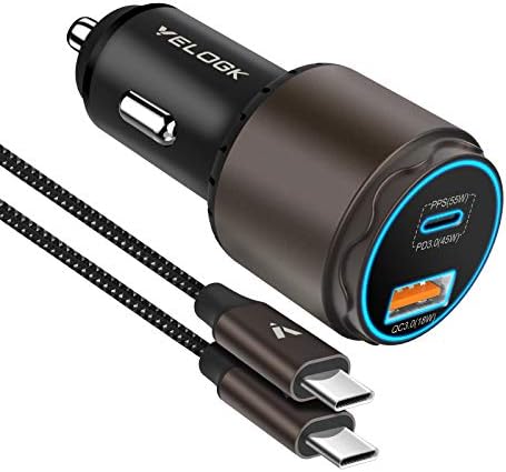 Super Fast Type C Car Charger [63W Turbo], 45W PPS/PD 3.0 USB C Car Adapter