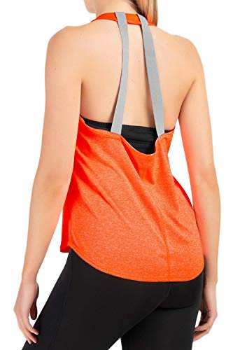 Mivaro Damen Sport Tank Top Basic Sport-Shirt für Fitness, Tanktop atmungsaktiv, Größe:S, Farbe:Orange