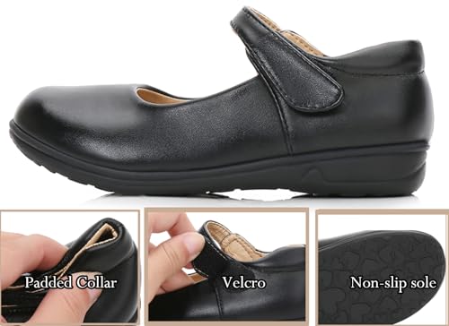 Girls Black School Uniform Dress Mary Jane Shoes Ballet Flats(Toddler/Little/Big Kid)3