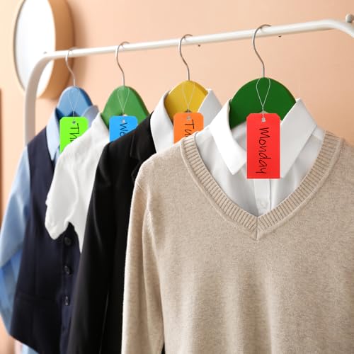 QUARKZMAN 100 Stück Markierungsetiketten mit Schnur, 6,3 x 3,1 Wasserdichte Anhängeetiketten aus rechteckigem Kunststoff mit Schreibfläche für Outdoor-Gepäckkleidung, Grün