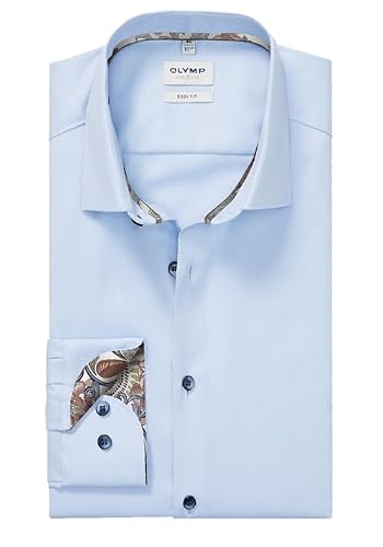 OLYMP Level Five Body Fit Extra Long Sleeve New Kent Collar Structure Light Blue, lightblue, 46 Extra Tall