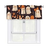 ZEYARUIBO Lovely Ghost and Candy Curtain Valance Light Blocking Valve 3-Inch Rod Bag Short Window Valves 54x18in