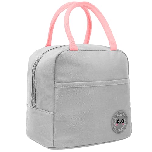 Unycos - Bolsa Térmica Porta Alimentos 7l Nevera Portátil Con Aislamiento, Lunch Box Impermeable, Hermética E Isotérmica, Porta Fiambrera Para Almuerzo, Oficina, Viaje, Pícnic O Colegio Gris Rosa